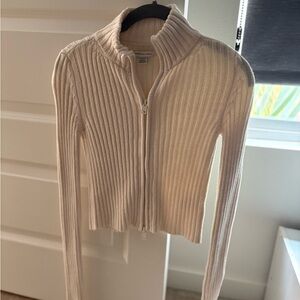American Eagle Cream Ribbed Sweater